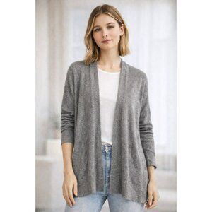 LOFT Open Front Cardigan Gray Long Sleeve Sweater Women Large NWT
